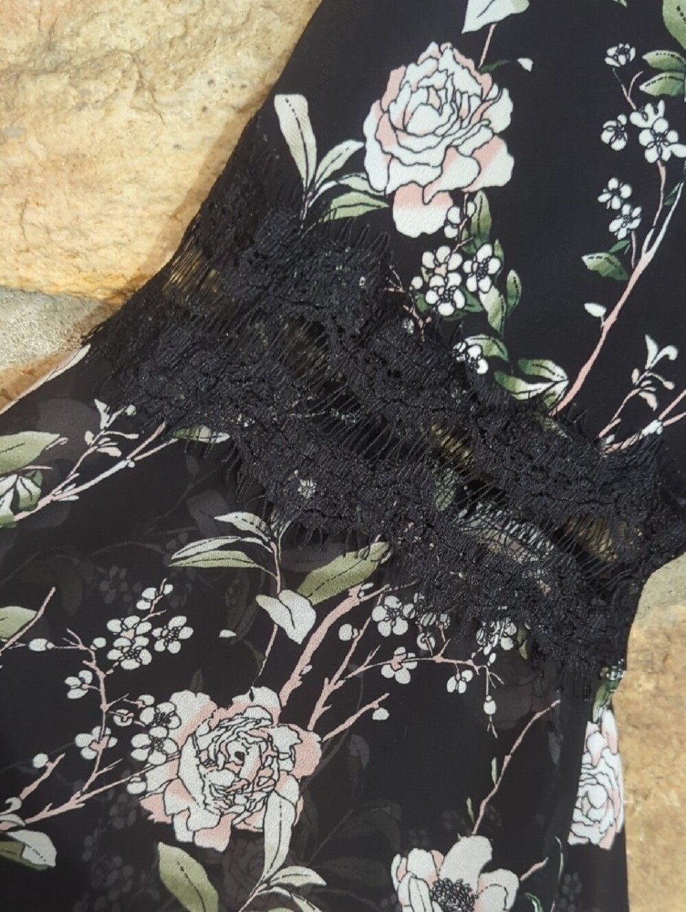 Alfani Black Floral Lace Bell Sleeve Tunic - Picture 8 of 8